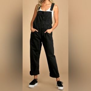 Free People Ziggy Mineral Black Overalls Size Medium